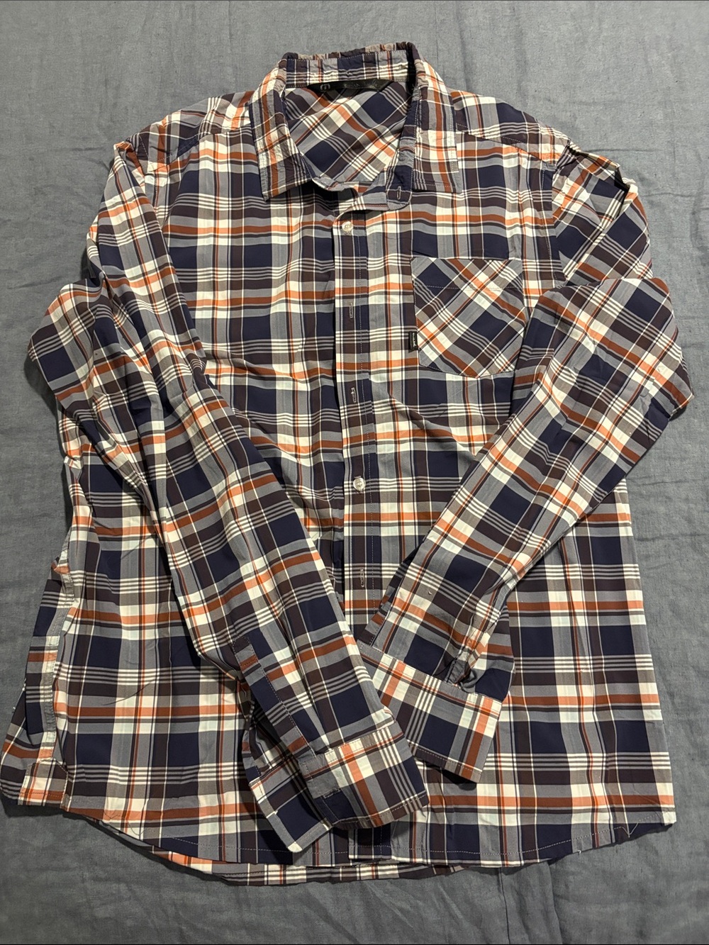 Men's Travis Mathew Plaid Button-Down Shirt in Navy, White & Brown